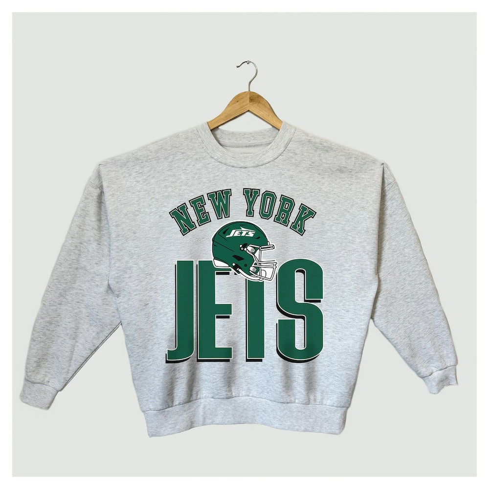 New York Jets Gameday Couture Women's Fierce Focus Premium Oversized Fleece Pullover Sweatshirt Ash - NFL