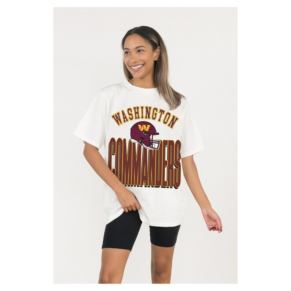 Washington Commanders Gameday Couture Women's Oversized Classic Fierce Focus T-Shirt White - NFL