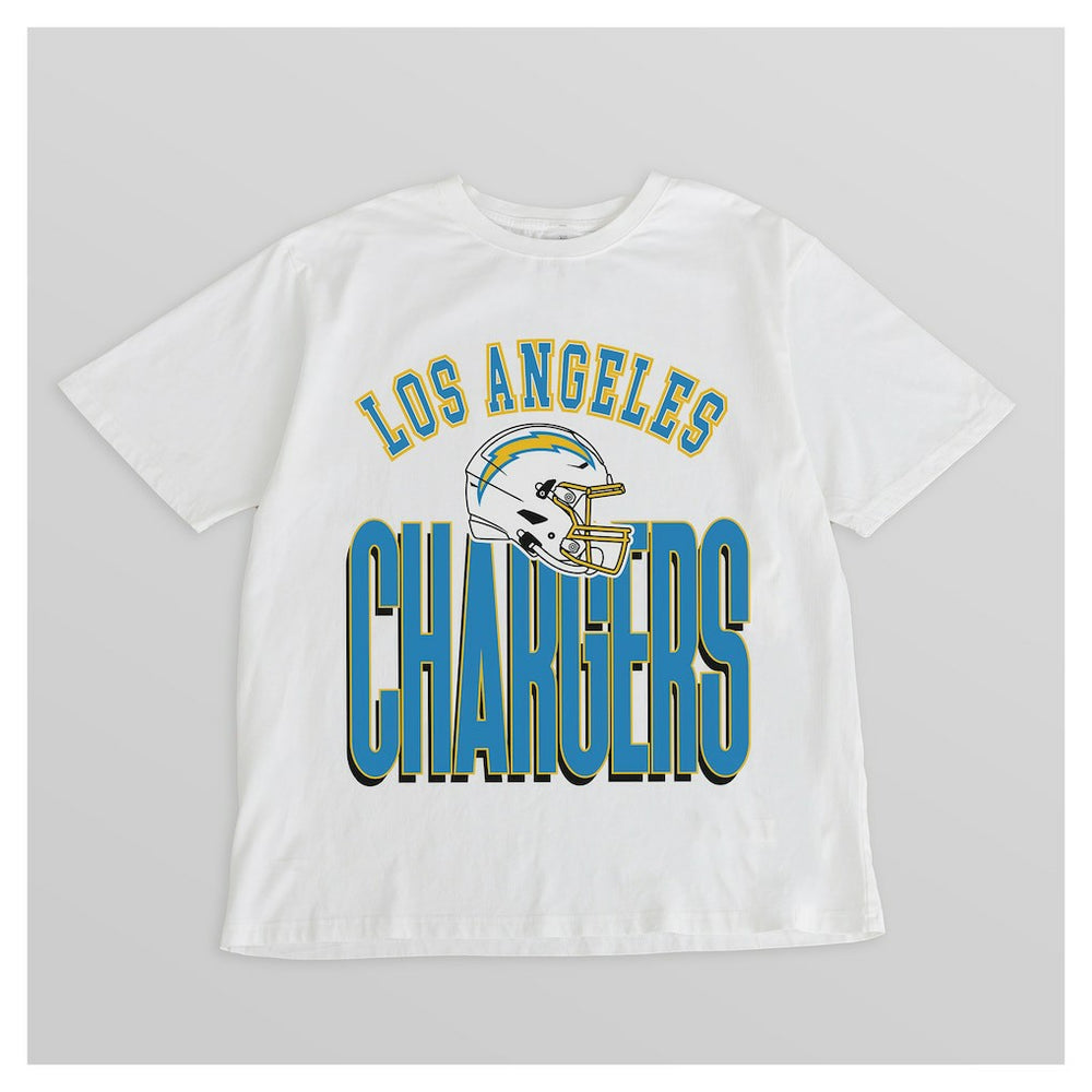 Los Angeles Chargers Gameday Couture Women's Oversized Classic Fierce Focus T-Shirt White - NFL
