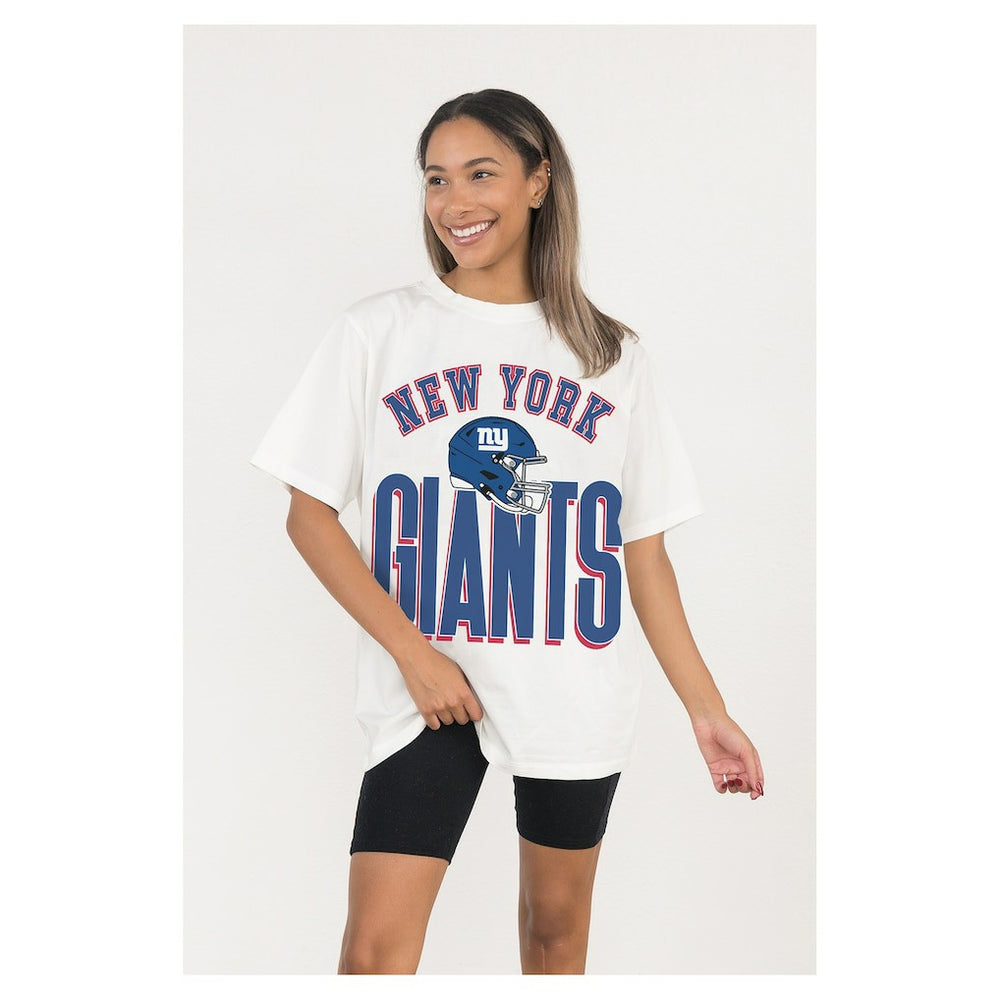 New York Giants Gameday Couture Women's Oversized Classic Fierce Focus T-Shirt White - NFL