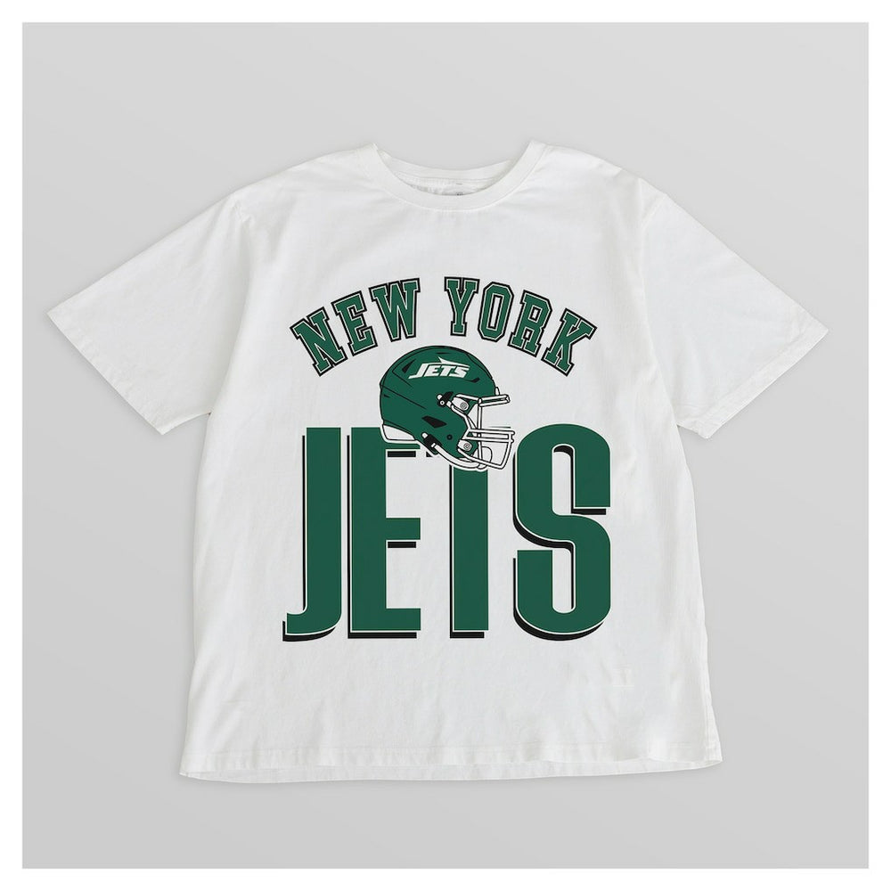 New York Jets Gameday Couture Women's Oversized Classic Fierce Focus T-Shirt White - NFL