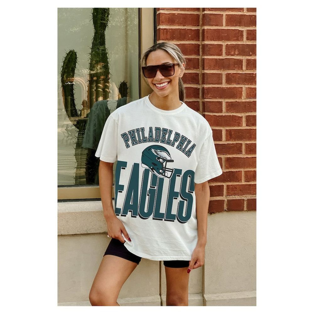 Philadelphia Eagles Gameday Couture Women's Oversized Classic Fierce Focus T-Shirt White - NFL