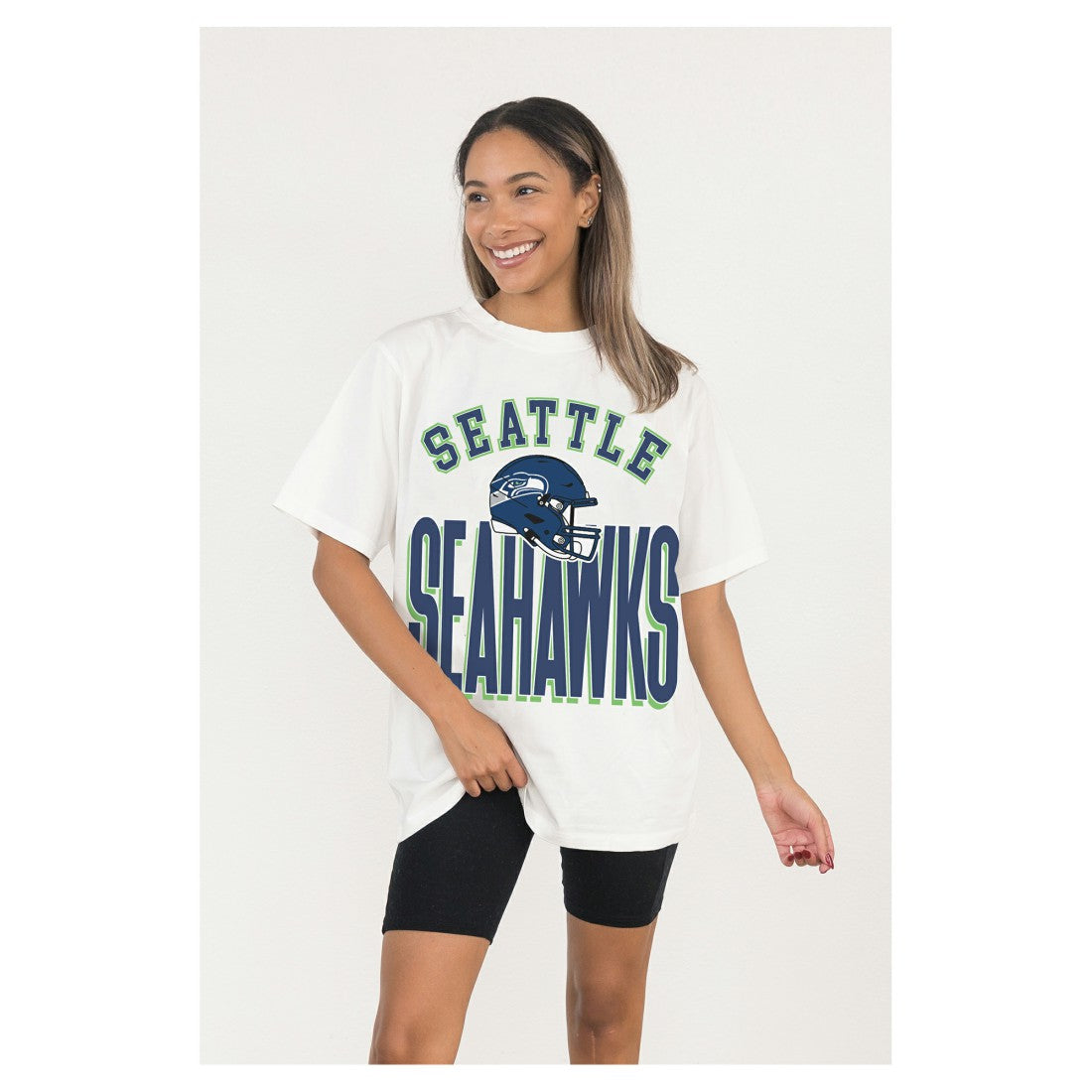 Seattle Seahawks Gameday Couture Women's Oversized Classic Fierce Focus T-Shirt White - NFL