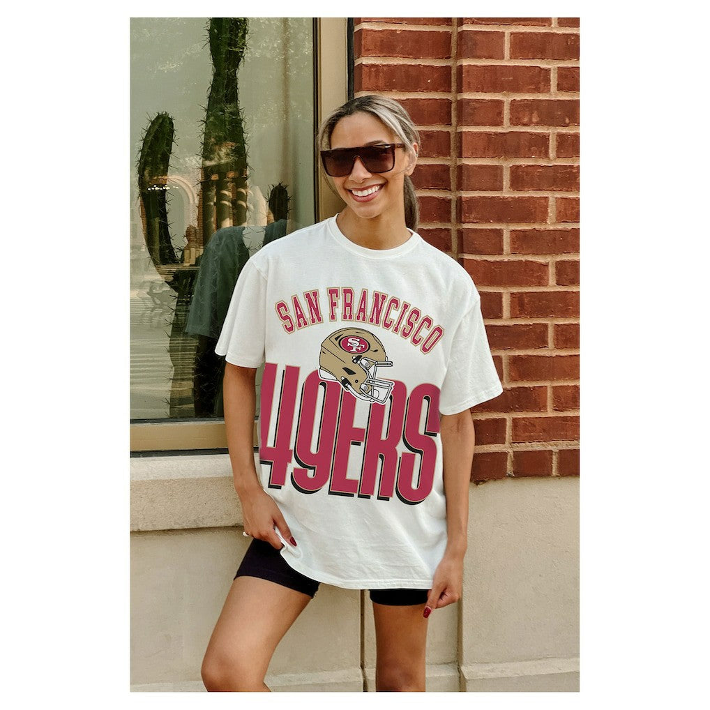 San Francisco 49ers Gameday Couture Women's Oversized Classic Fierce Focus T-Shirt White - NFL