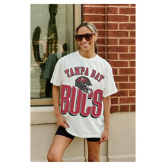 Tampa Bay Buccaneers Gameday Couture Women's Oversized Classic Fierce Focus T-Shirt White - NFL