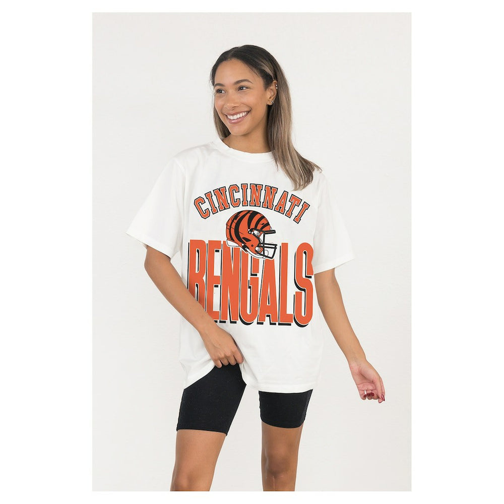Cincinnati Bengals Gameday Couture Women's Oversized Classic Fierce Focus T-Shirt White - NFL