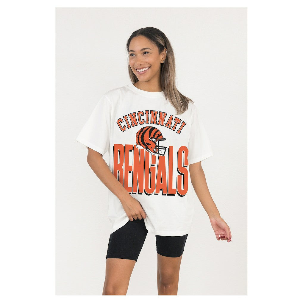 Cincinnati Bengals Gameday Couture Women's Oversized Classic Fierce Focus T-Shirt White - NFL