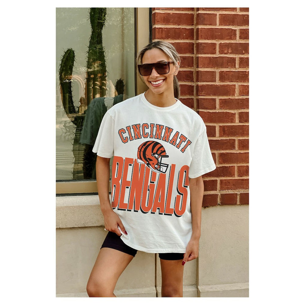 Cincinnati Bengals Gameday Couture Women's Oversized Classic Fierce Focus T-Shirt White - NFL