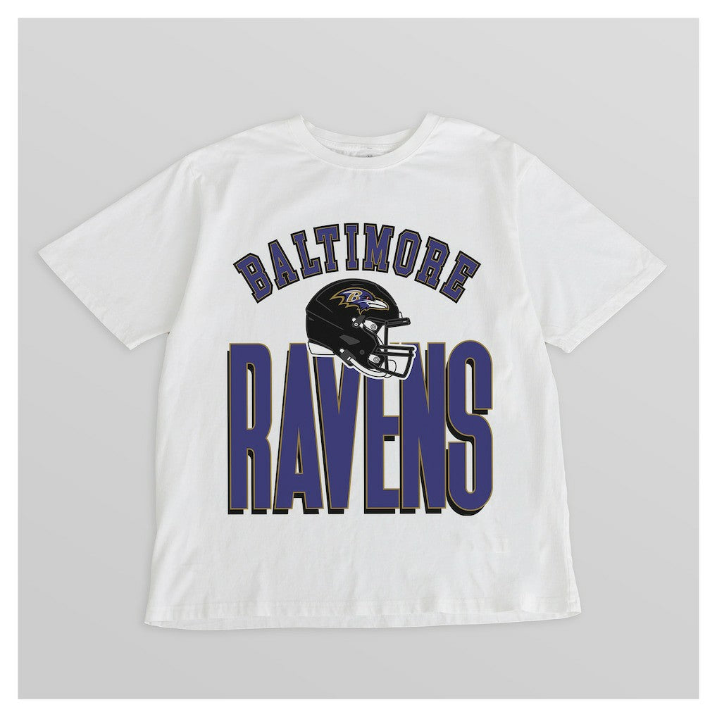 Baltimore Ravens Gameday Couture Women's Oversized Classic Fierce Focus T-Shirt White - NFL