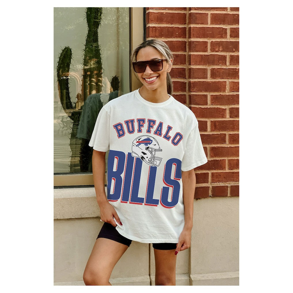 Buffalo Bills Gameday Couture Women's Oversized Classic Fierce Focus T-Shirt White - NFL