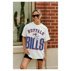 Buffalo Bills Gameday Couture Women's Oversized Classic Fierce Focus T-Shirt White - NFL