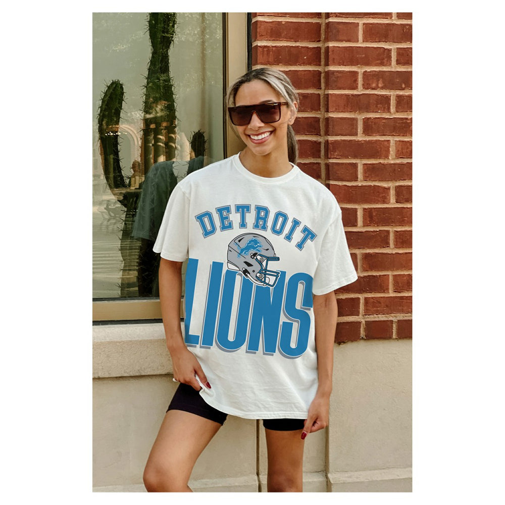 Detroit Lions Gameday Couture Women's Oversized Classic Fierce Focus T-Shirt White - NFL