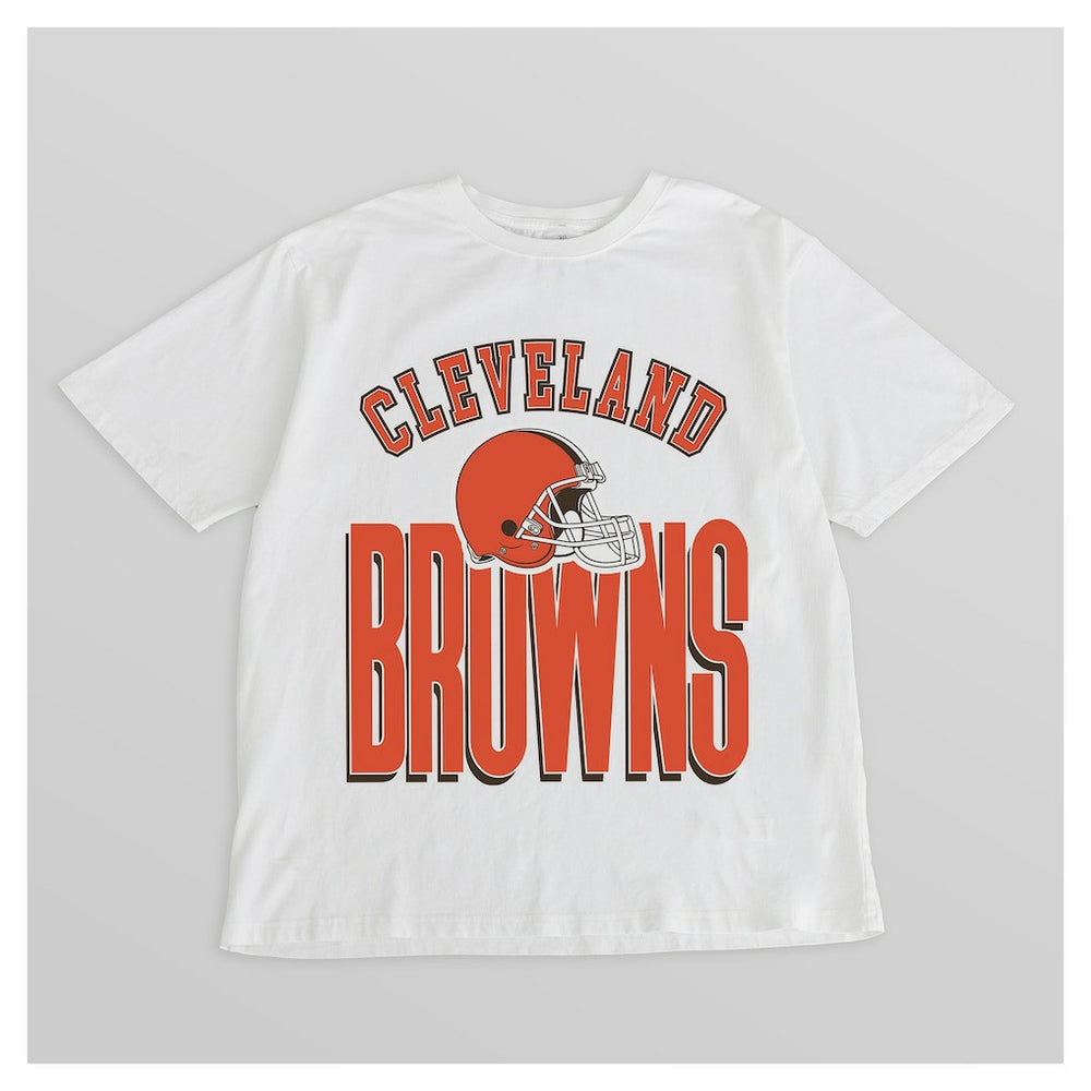 Cleveland Browns Gameday Couture Women's Oversized Classic Fierce Focus T-Shirt White - NFL