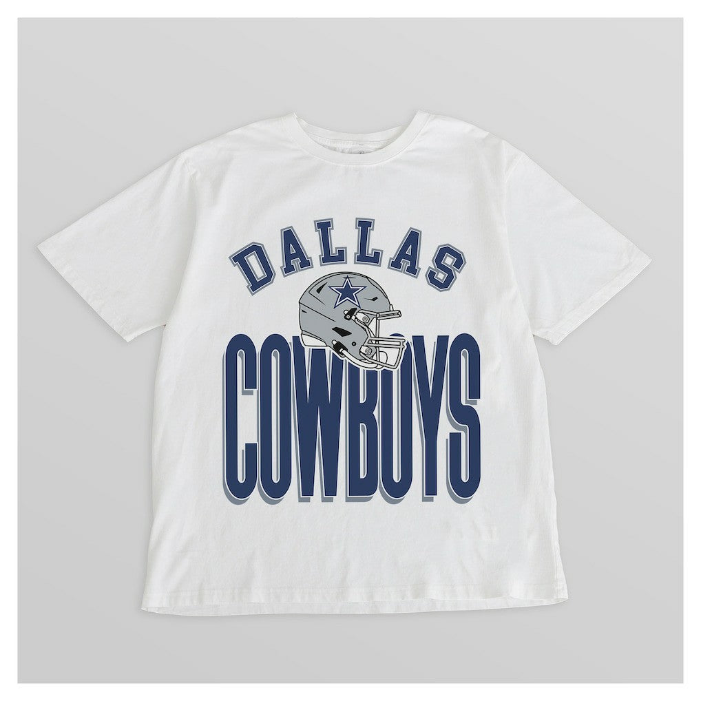 Dallas Cowboys Gameday Couture Women's Oversized Classic Fierce Focus T-Shirt White - NFL