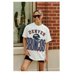 Denver Broncos Gameday Couture Women's Oversized Classic Fierce Focus T-Shirt White - NFL