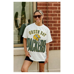 Green Bay Packers Gameday Couture Women's Oversized Classic Fierce Focus T-Shirt White - NFL