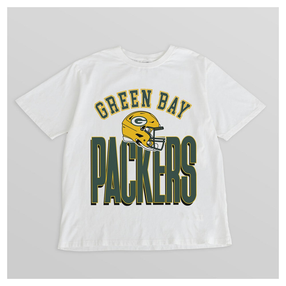 Green Bay Packers Gameday Couture Women's Oversized Classic Fierce Focus T-Shirt White - NFL