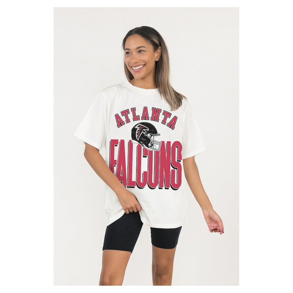 Atlanta Falcons Gameday Couture Women's Oversized Classic Fierce Focus T-Shirt White - NFL