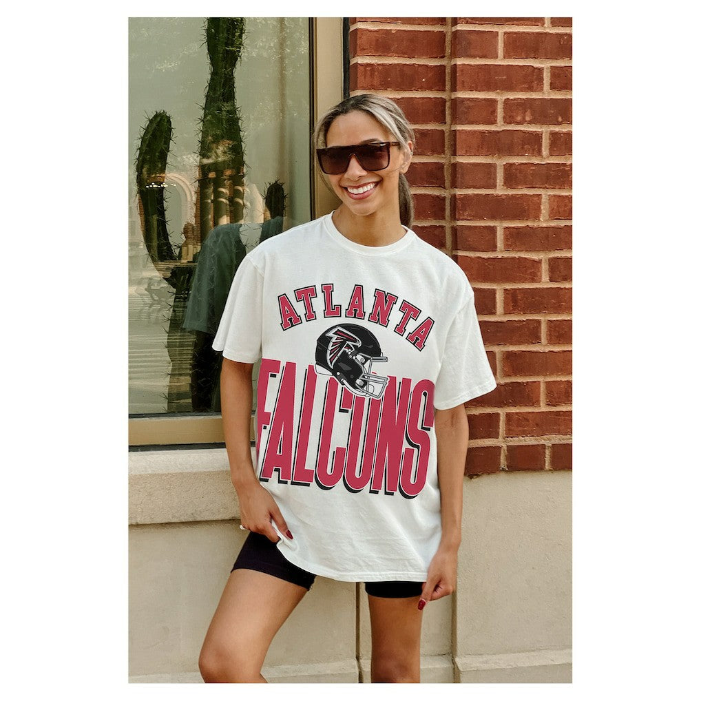 Atlanta Falcons Gameday Couture Women's Oversized Classic Fierce Focus T-Shirt White - NFL