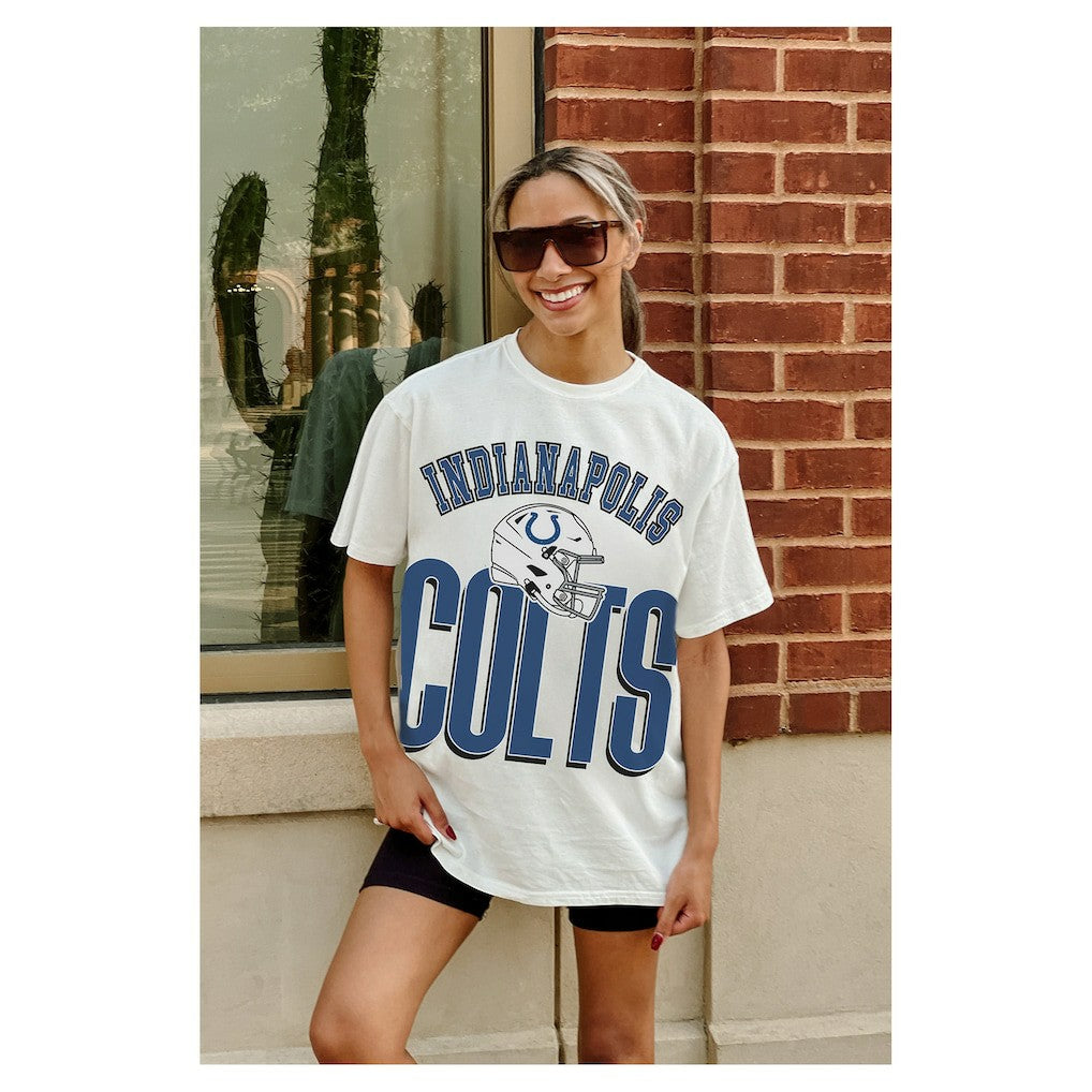 Indianapolis Colts Gameday Couture Women's Oversized Classic Fierce Focus T-Shirt White - NFL