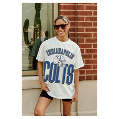 Indianapolis Colts Gameday Couture Women's Oversized Classic Fierce Focus T-Shirt White - NFL