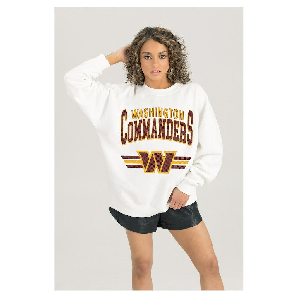 Washington Commanders Gameday Couture Women's Swift Strike Premium Oversized Fleece Pullover Sweatshirt White - NFL