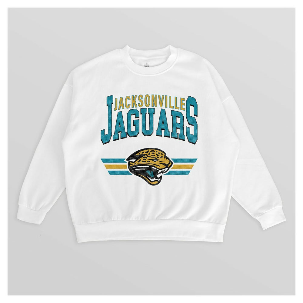 Jacksonville Jaguars Gameday Couture Women's Swift Strike Premium Oversized Fleece Pullover Sweatshirt White - NFL