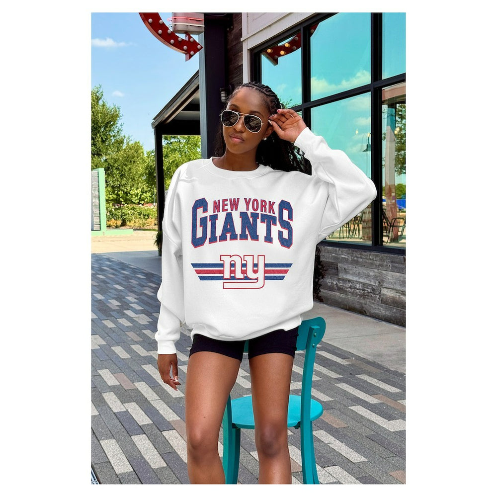New York Giants Gameday Couture Women's Swift Strike Premium Oversized Fleece Pullover Sweatshirt White - NFL