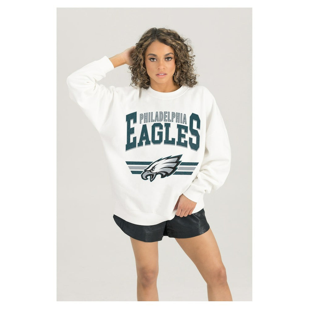 Philadelphia Eagles Gameday Couture Women's Swift Strike Premium Oversized Fleece Pullover Sweatshirt White - NFL