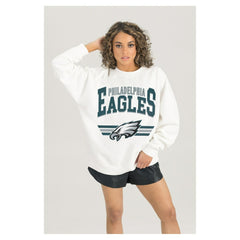 Philadelphia Eagles Gameday Couture Women's Swift Strike Premium Oversized Fleece Pullover Sweatshirt White - NFL