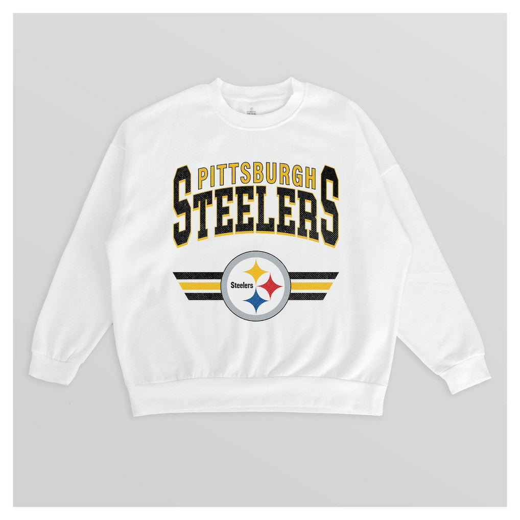 Pittsburgh Steelers Gameday Couture Women's Swift Strike Premium Oversized Fleece Pullover Sweatshirt White - NFL