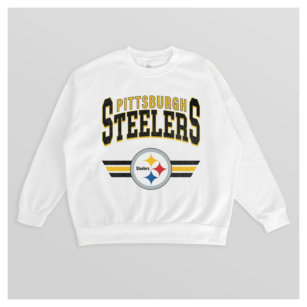 Pittsburgh Steelers Gameday Couture Women's Swift Strike Premium Oversized Fleece Pullover Sweatshirt White - NFL