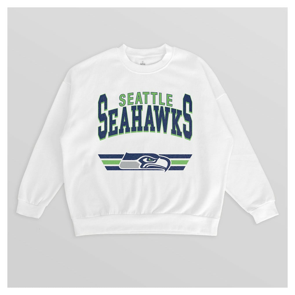 Seattle Seahawks Gameday Couture Women's Swift Strike Premium Oversized Fleece Pullover Sweatshirt White - NFL