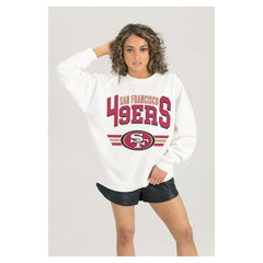 San Francisco 49ers Gameday Couture Women's Swift Strike Premium Oversized Fleece Pullover Sweatshirt White - NFL