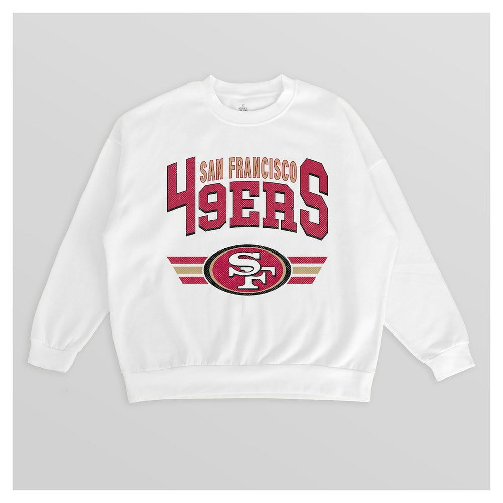 San Francisco 49ers Gameday Couture Women's Swift Strike Premium Oversized Fleece Pullover Sweatshirt White - NFL