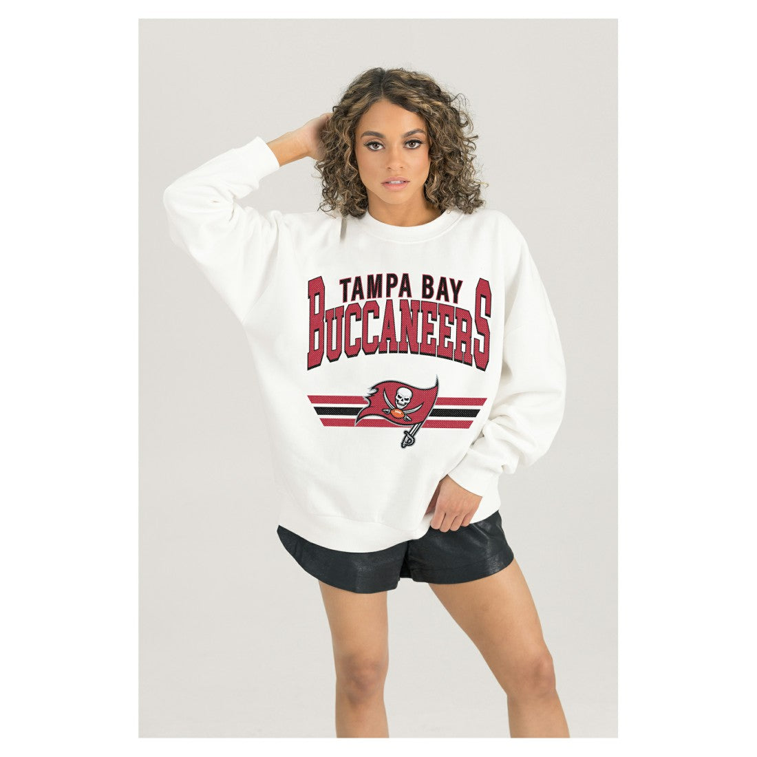 Tampa Bay Buccaneers Gameday Couture Women's Swift Strike Premium Oversized Fleece Pullover Sweatshirt White - NFL