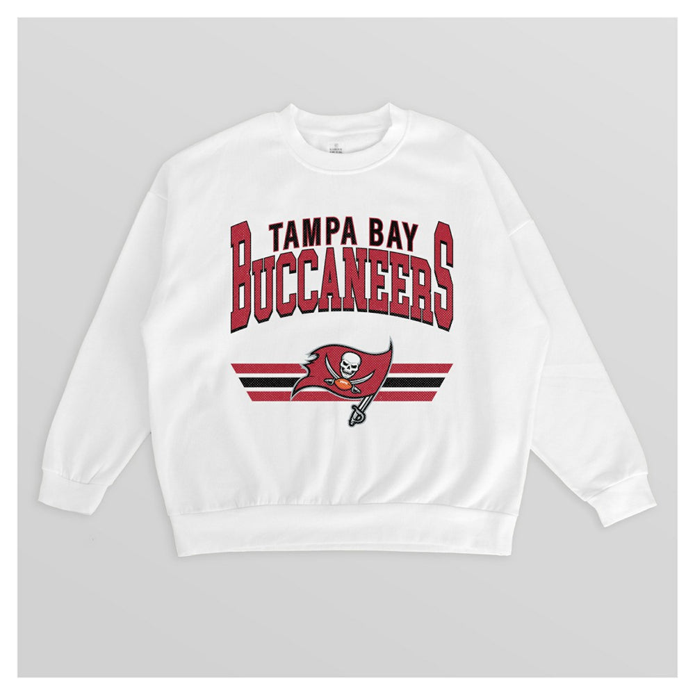 Tampa Bay Buccaneers Gameday Couture Women's Swift Strike Premium Oversized Fleece Pullover Sweatshirt White - NFL