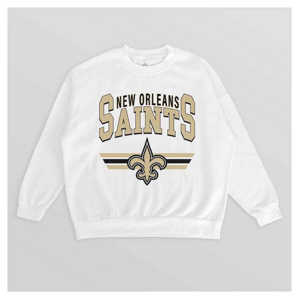 New Orleans Saints Gameday Couture Women's Swift Strike Premium Oversized Fleece Pullover Sweatshirt White - NFL