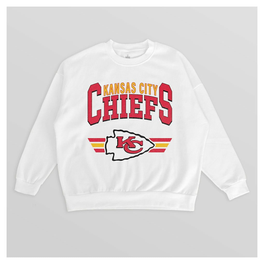 Kansas City Chiefs Gameday Couture Women's Swift Strike Premium Oversized Fleece Pullover Sweatshirt White - NFL