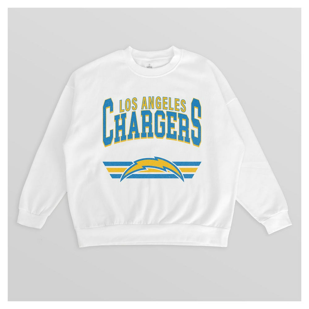 Los Angeles Chargers Gameday Couture Women's Swift Strike Premium Oversized Fleece Pullover Sweatshirt White - NFL