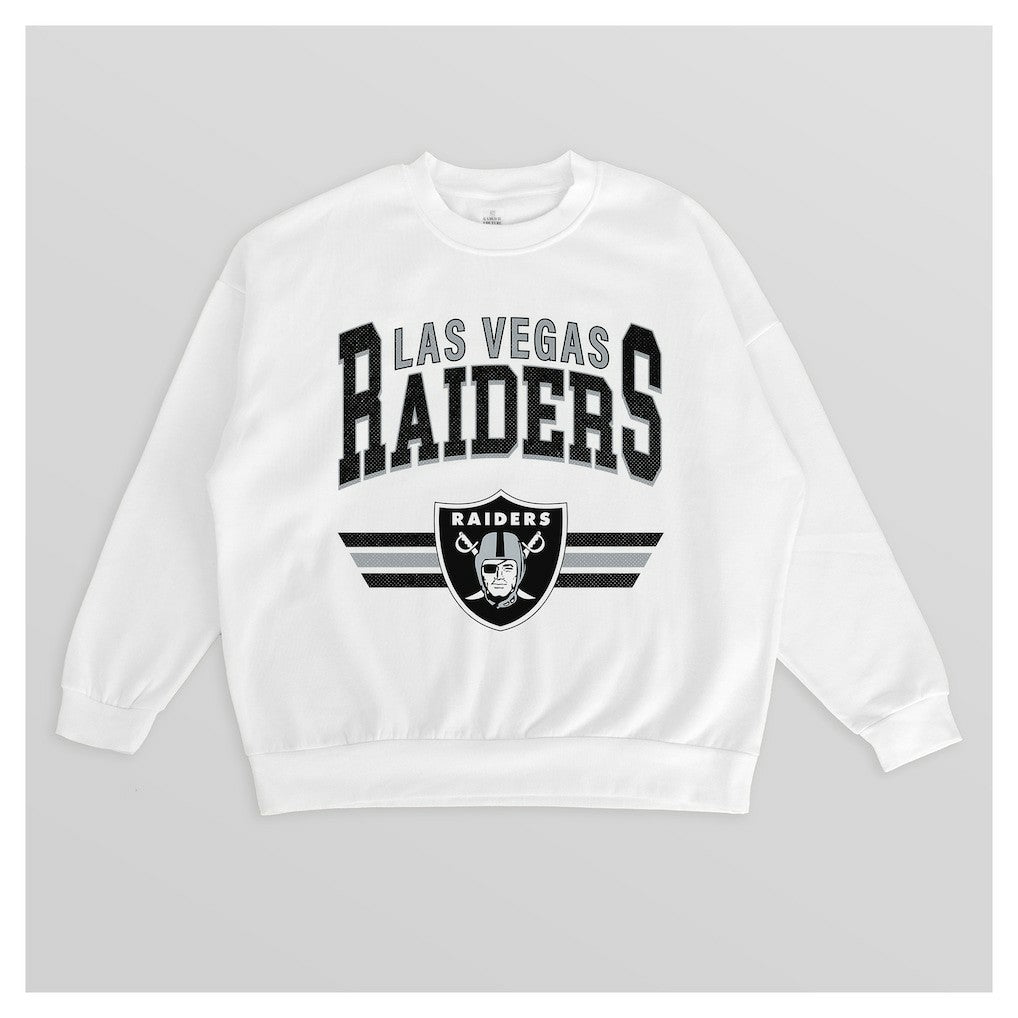 Las Vegas Raiders Gameday Couture Women's Swift Strike Premium Oversized Fleece Pullover Sweatshirt White - NFL