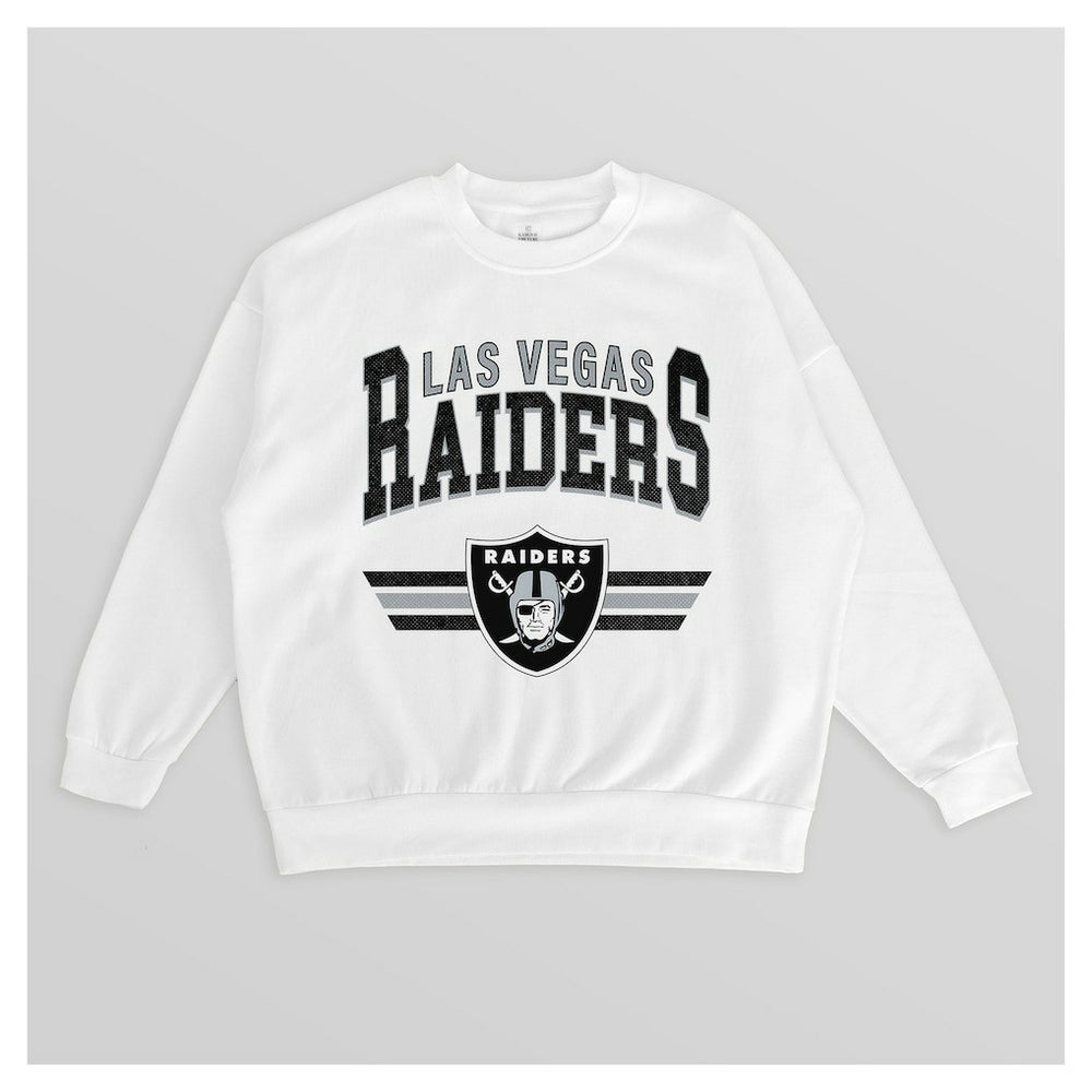 Las Vegas Raiders Gameday Couture Women's Swift Strike Premium Oversized Fleece Pullover Sweatshirt White - NFL