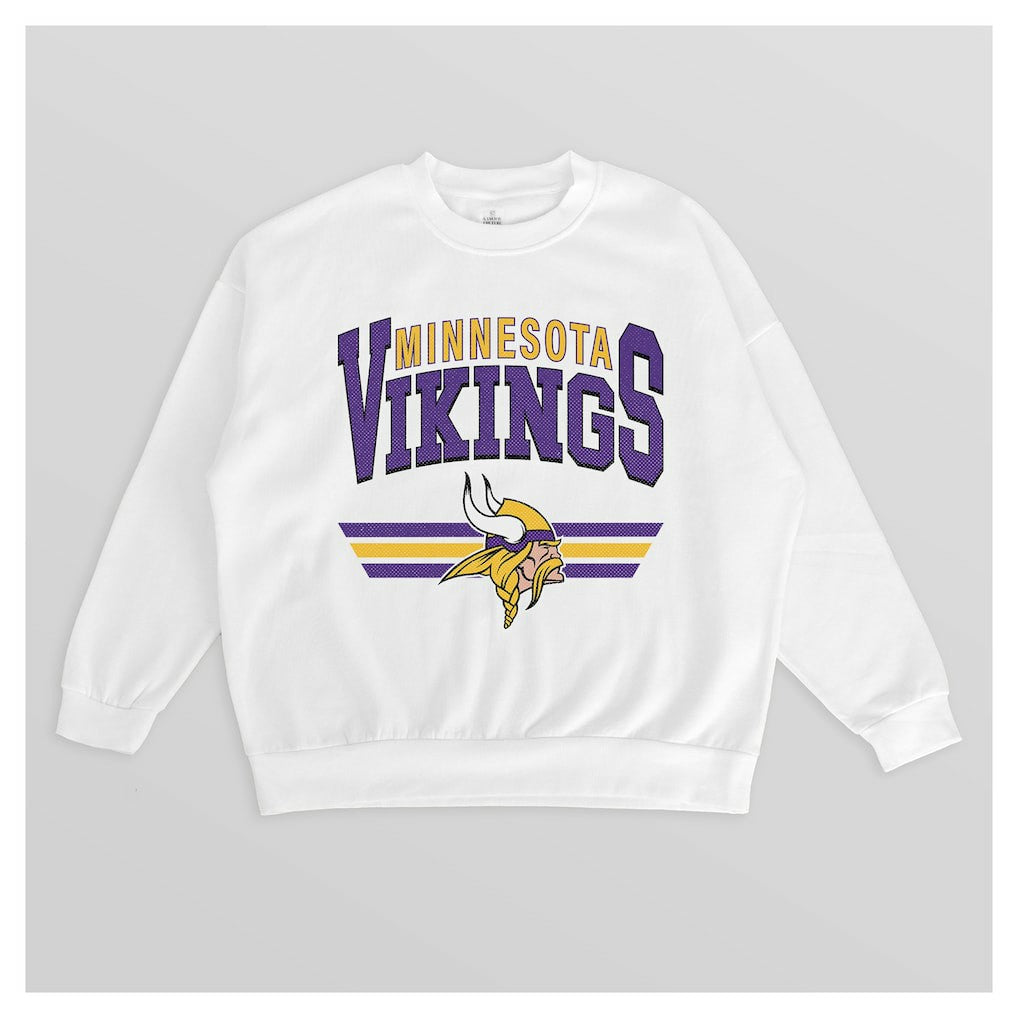 Minnesota Vikings Gameday Couture Women's Swift Strike Premium Oversized Fleece Pullover Sweatshirt White - NFL