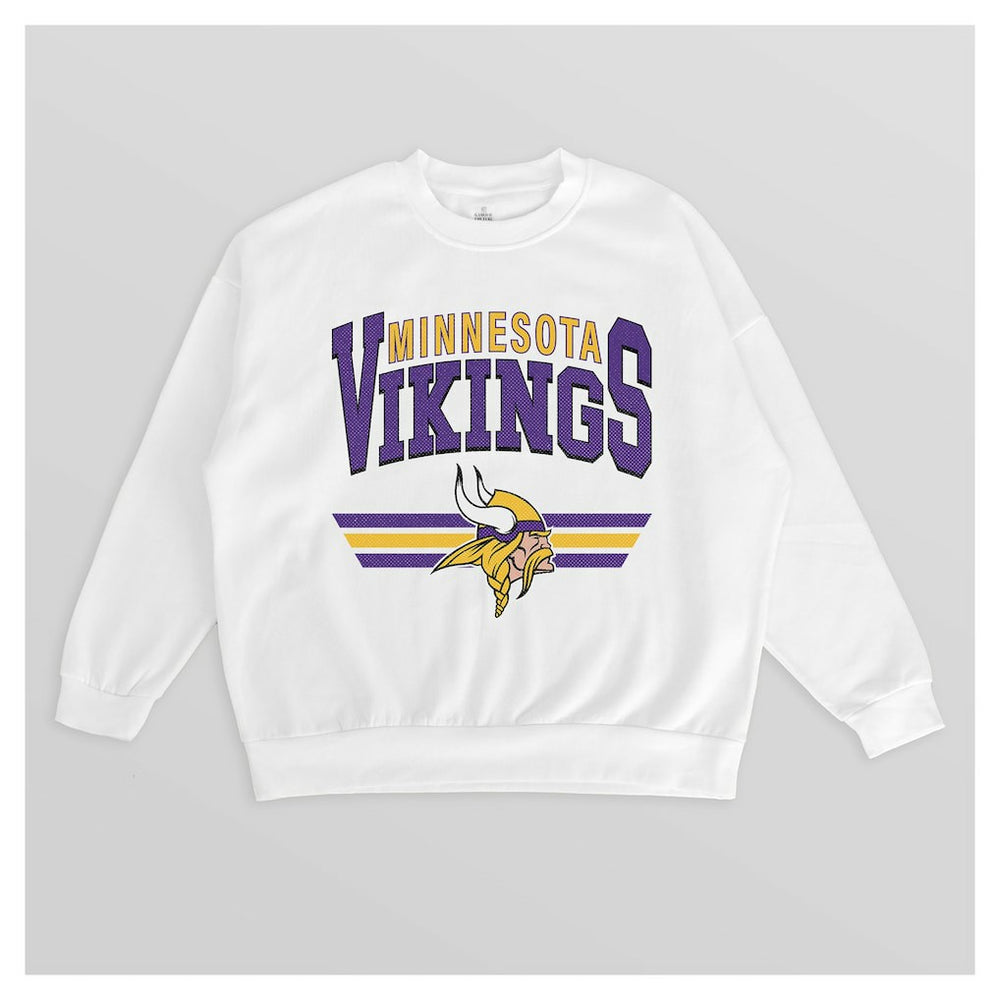 Minnesota Vikings Gameday Couture Women's Swift Strike Premium Oversized Fleece Pullover Sweatshirt White - NFL