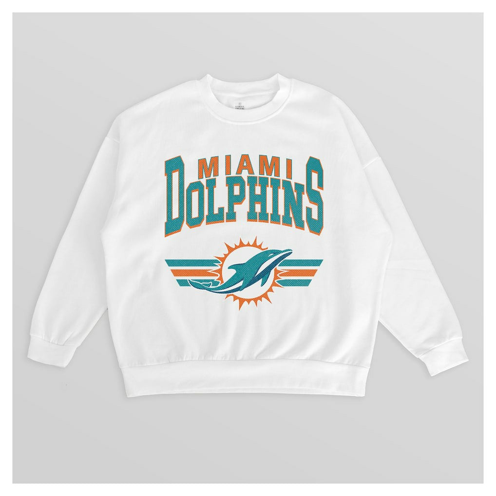 Miami Dolphins Gameday Couture Women's Swift Strike Premium Oversized Fleece Pullover Sweatshirt White - NFL