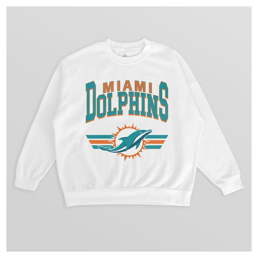 Miami Dolphins Gameday Couture Women's Swift Strike Premium Oversized Fleece Pullover Sweatshirt White - NFL