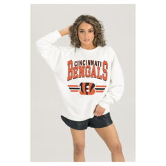 Cincinnati Bengals Gameday Couture Women's Swift Strike Premium Oversized Fleece Pullover Sweatshirt White - NFL