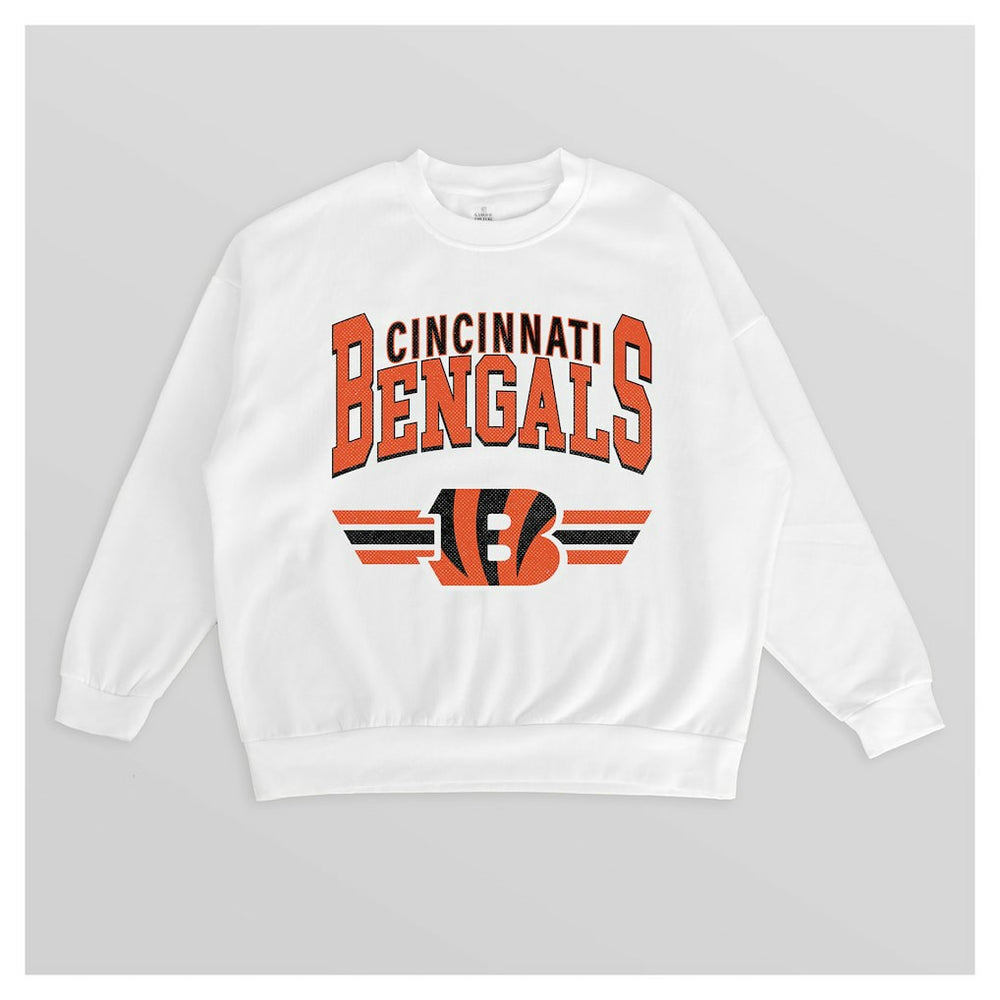 Cincinnati Bengals Gameday Couture Women's Swift Strike Premium Oversized Fleece Pullover Sweatshirt White - NFL