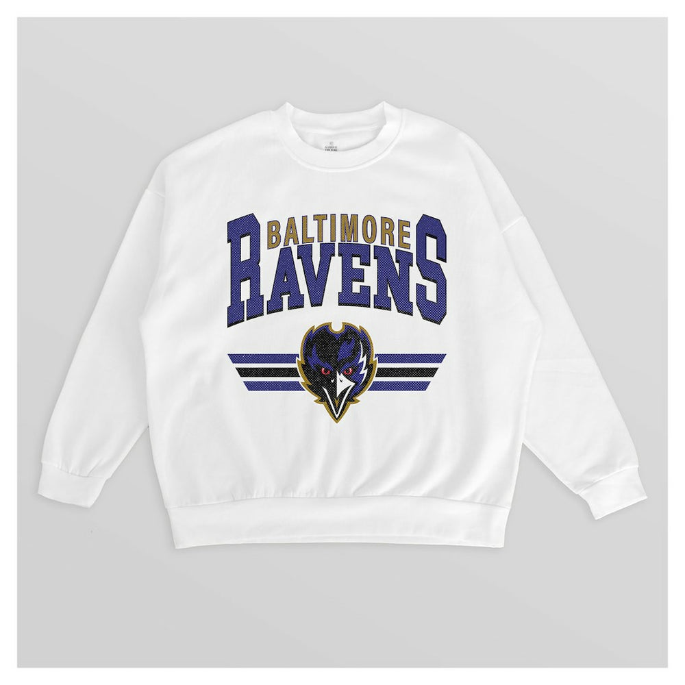 Baltimore Ravens Gameday Couture Women's Swift Strike Premium Oversized Fleece Pullover Sweatshirt White - NFL