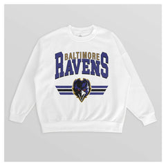 Baltimore Ravens Gameday Couture Women's Swift Strike Premium Oversized Fleece Pullover Sweatshirt White - NFL